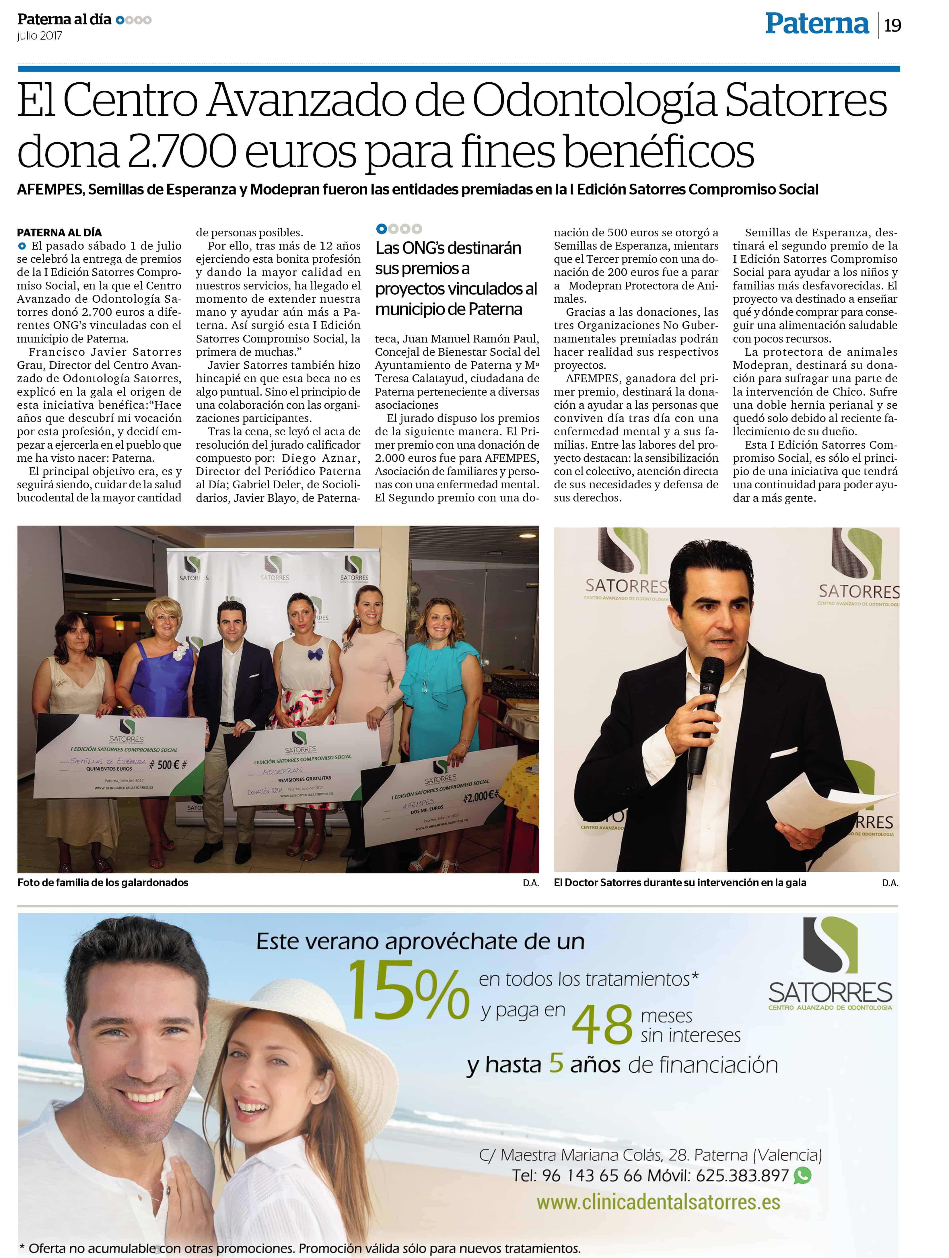 Clínica Dental Satorres Compromiso Social Paterna al Día